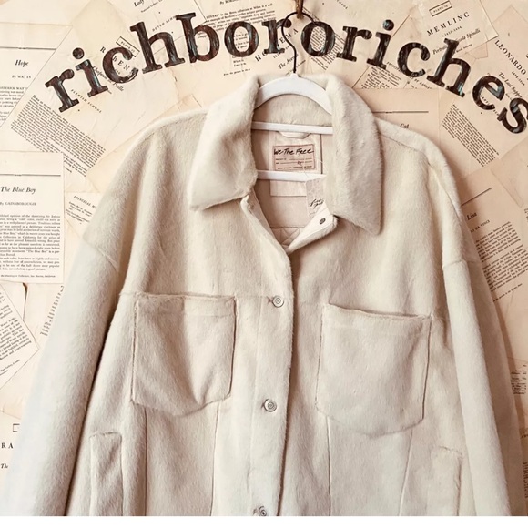 Free People We The Free Cozy Opal Swing Jacket Faux Fur Oversized Ivory - Picture 7 of 7